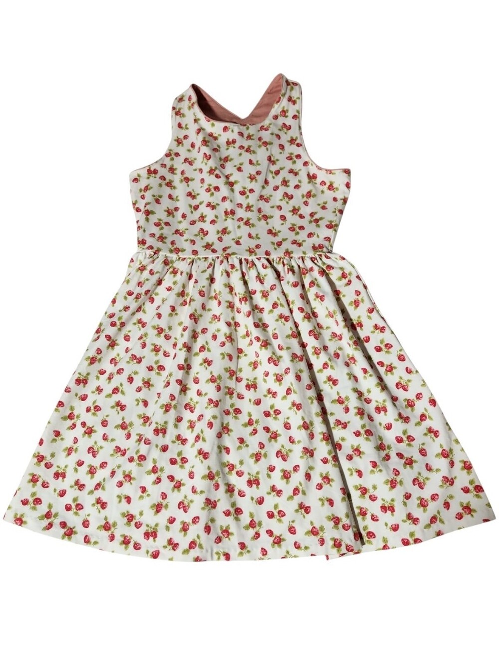 Polo Ralph Lauren Girls Strawberry Dress Size M 8-10 NWT White Pink Jersey Knit